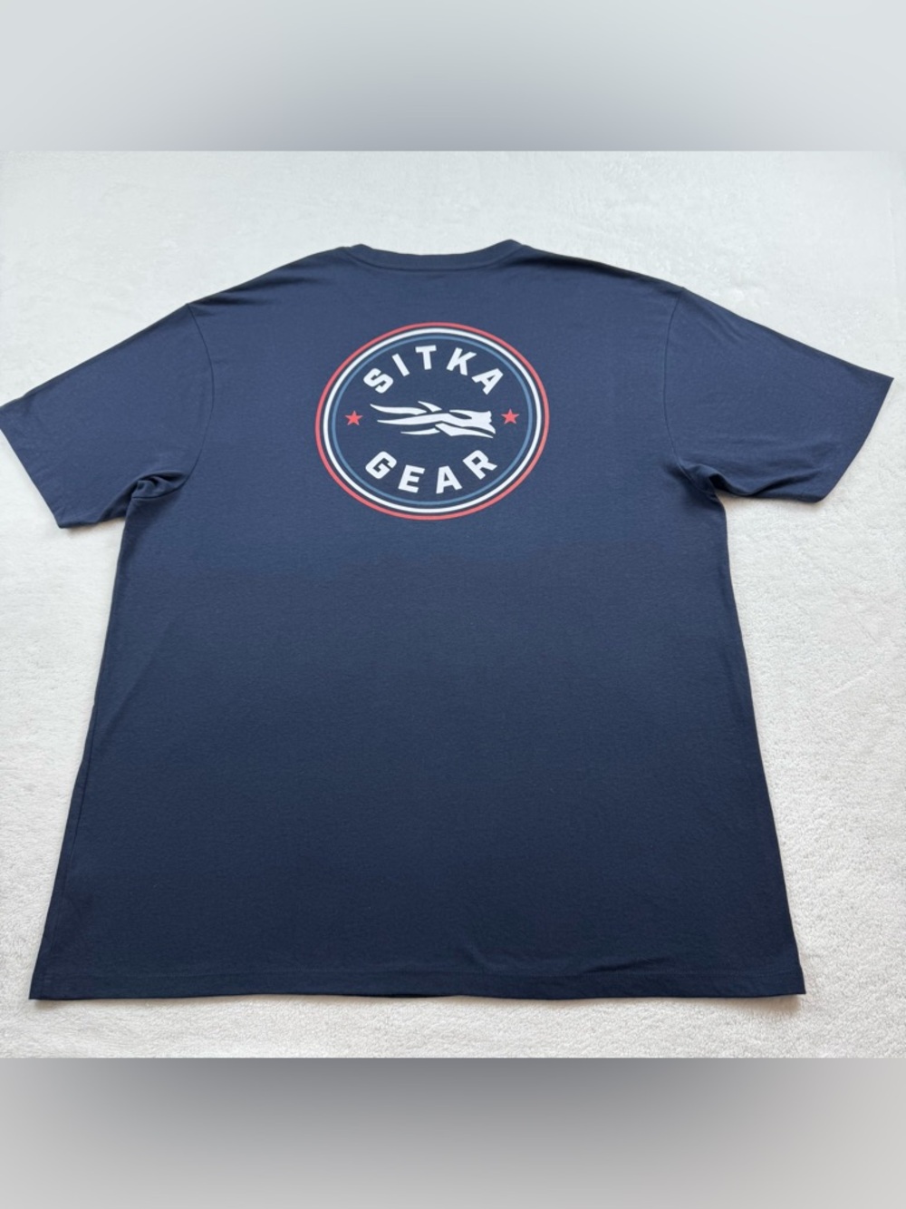 Sitka gear crew neck t-shirt men’s size XL navy blue graphic logo print pullover